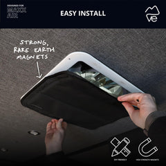 VanEssential easy install design folds and stores compactly in the included bag.