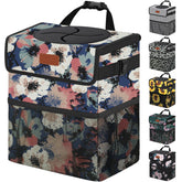 Vankor car trash can with cute floral painting for stylish on-the-go disposal.