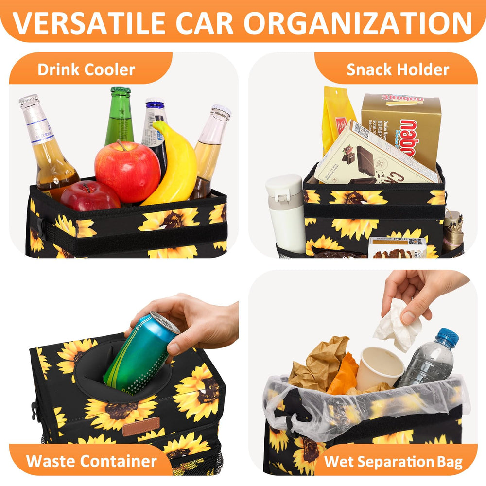 Vankor sunflower design car trash can adds cheerful style to your ride.
