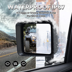 VANLOGY replacement mirror for Jeep Wrangler JK assembly view, precise fit