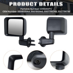 VANLOGY left driver side mirror, rear view upgrade for Jeep Wrangler JK