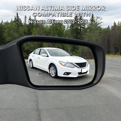 Vanology paint-matched white mirror complements Altima exterior for a cohesive look.