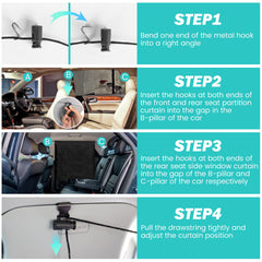 VANPET interior with curtains in use during camping or long drives for rest.