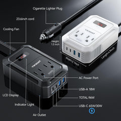 Vansoet dual AC outlets ready to power laptops and more.