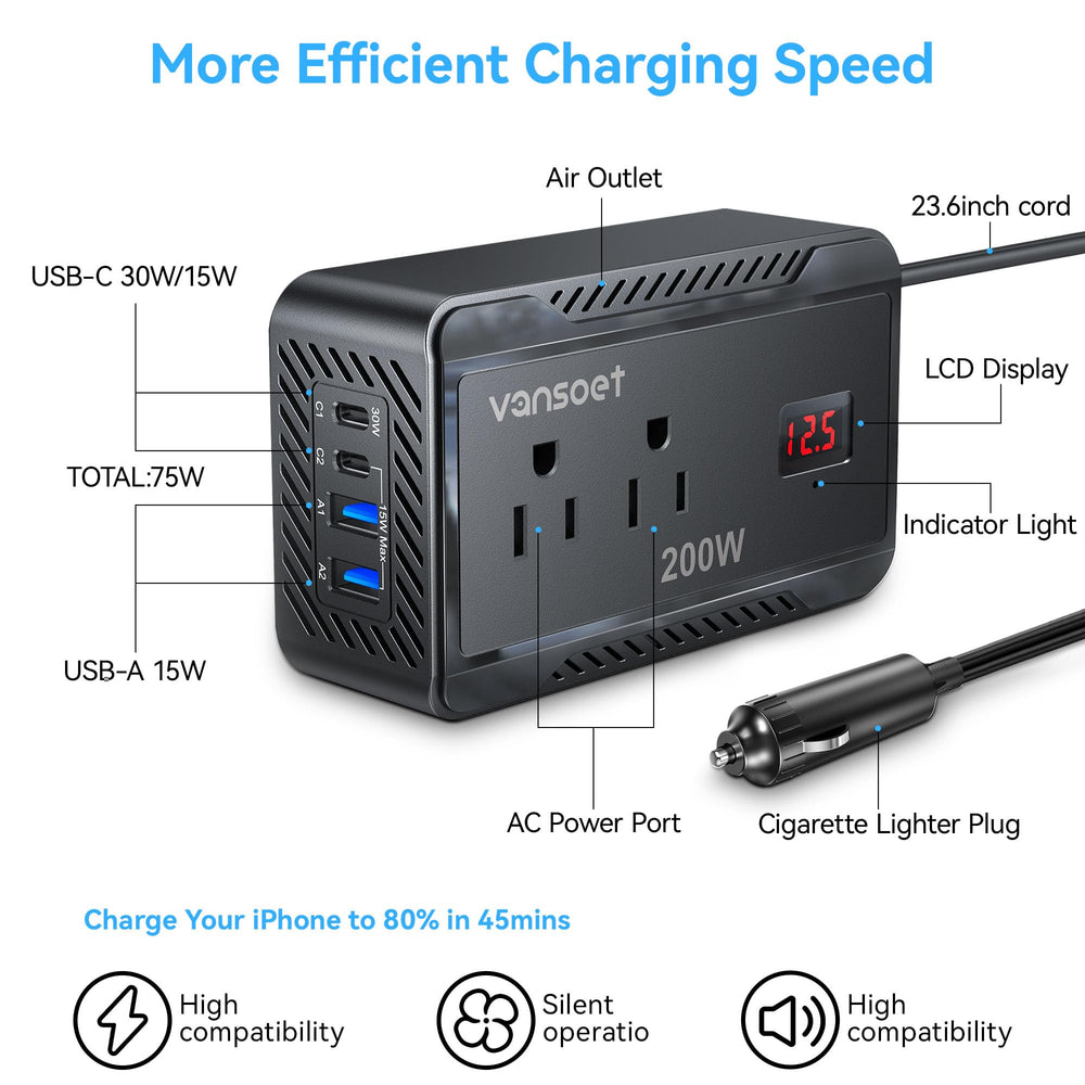 Vansoet USB-C port delivering PD fast charge on the go.