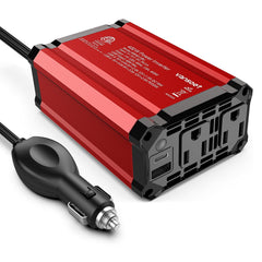 Vansoet 400W car inverter front view powering devices on the road