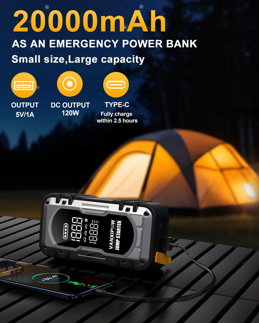 VANXIPOW EVA case keeps jump starter accessories organized