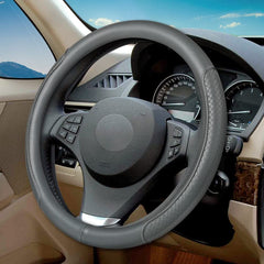 VARGTR microfiber leather steering wheel cover with classic embossing for refined grip