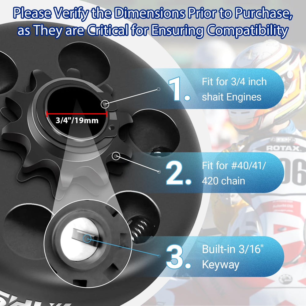 VASHLY Go Kart Clutch 10T on crankshaft demonstrates easy mounting with included bolts