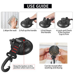Vashly suction cup anchor with hooks for versatile outdoor tie-downs