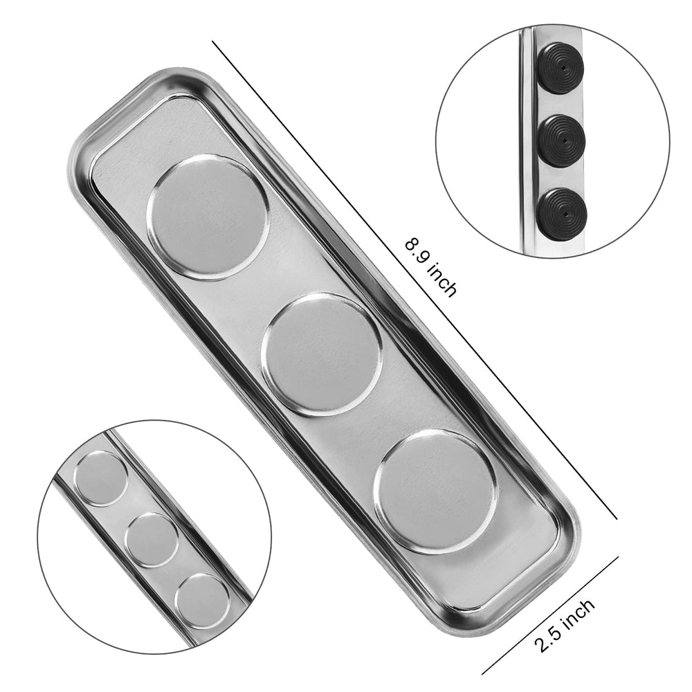 VASTOOLS magnetic tray sticks to metal surfaces, even upside down, for hands-free organization.