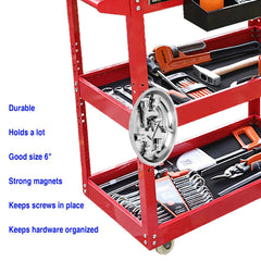 VASTOOLS stainless steel magnetic tray attaches to ferrous surfaces.