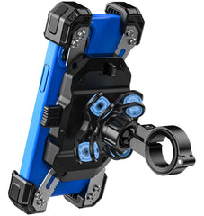 VAZESWIN motorcycle phone mount showing quick one-handed lock for easy access.