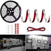 Vbakor RV Awning Lights 13ft strip creating bright exterior ambiance for camping