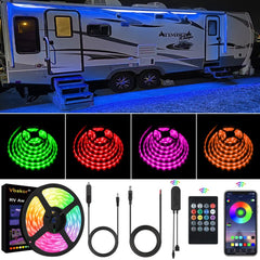 Vbakor RV awning lights 20ft strip adds vibrant exterior ambiance and visibility