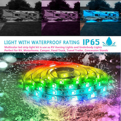 Vbakor IP65 waterproof LED strip endures rain and outdoor conditions on camping trips.