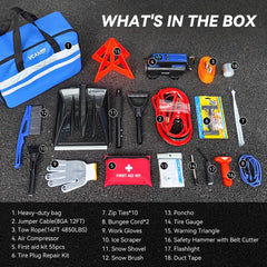 VCANENERGY kit includes 12 ft jumper cables for reliable jump starts