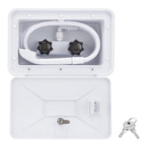 VECKYJL RV outside shower box mounted on exterior for convenient rinsing after outdoor adventures
