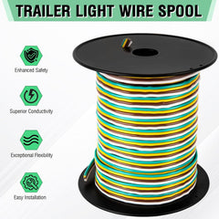 Spooled 100 ft VECKYJL trailer wire suited for boat RV and utility trailers.