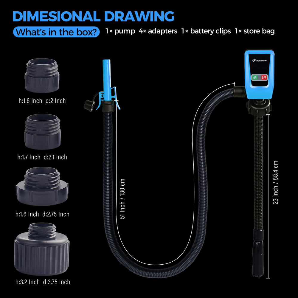 Vedocn kit includes four adapters for cans and fuels.