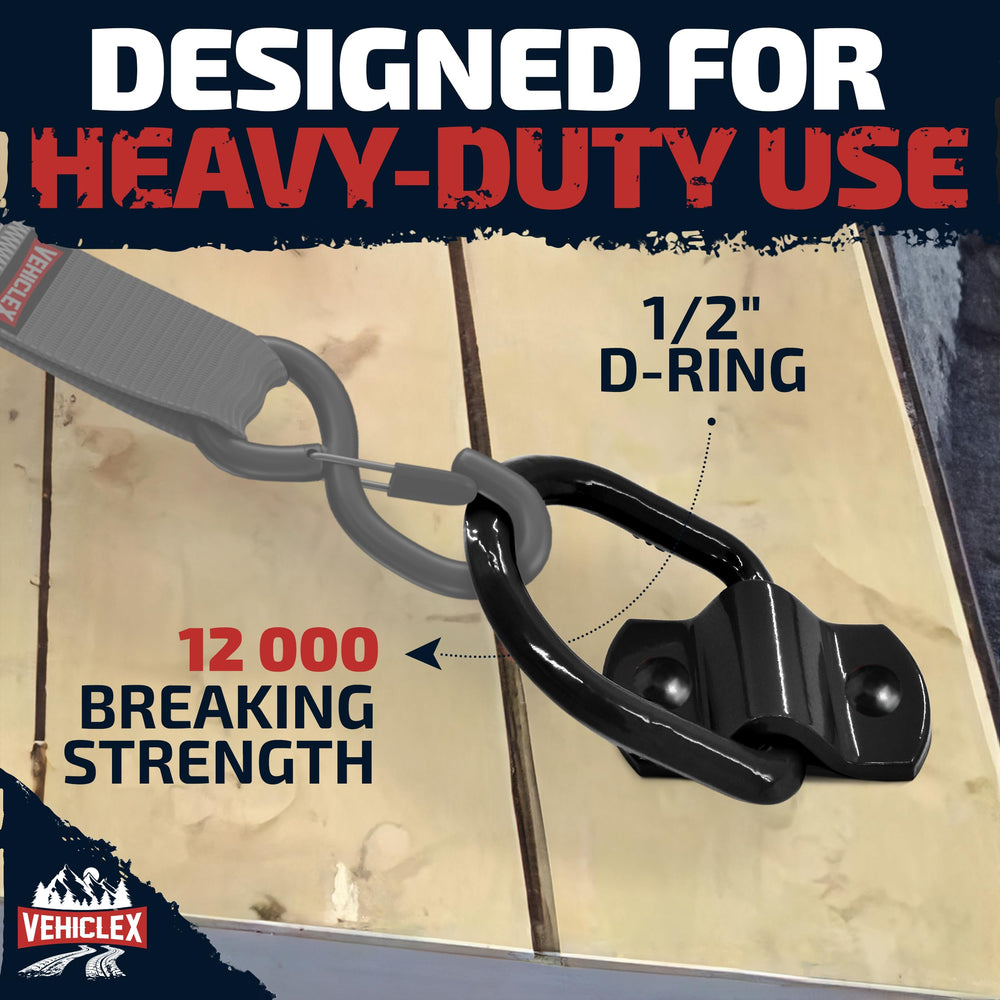 Vehiclex galvanized D-ring anchors provide durable trailer mounting without welding.