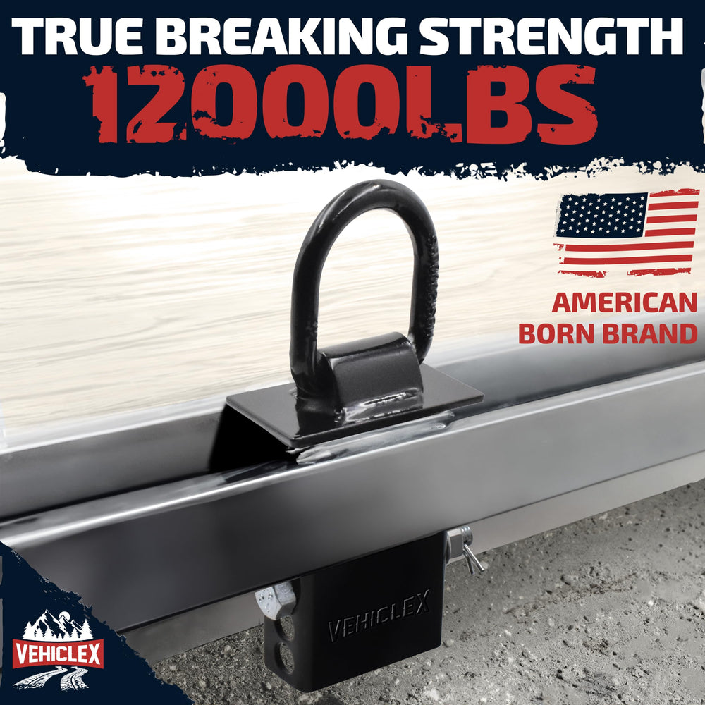 Vehiclex heavy-duty D-ring anchors 12000 lb capacity illustrate heavy load strength