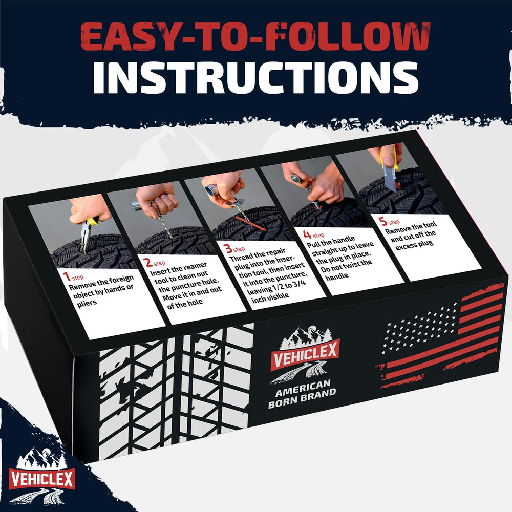 Vehiclex emergency repair kit ready for cars, trucks, motorcycles and more
