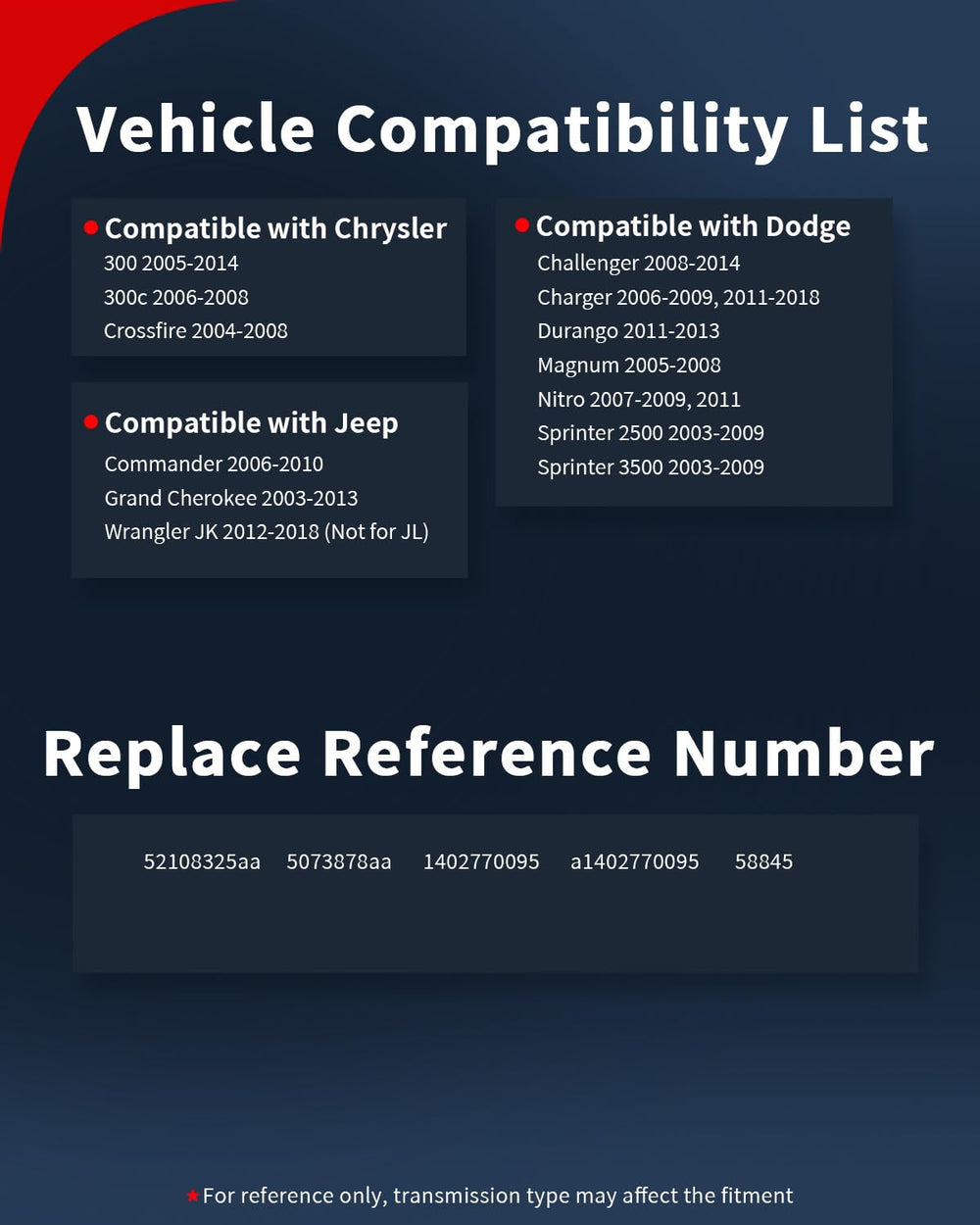VEHICODE label shows reference part numbers for quick selection.