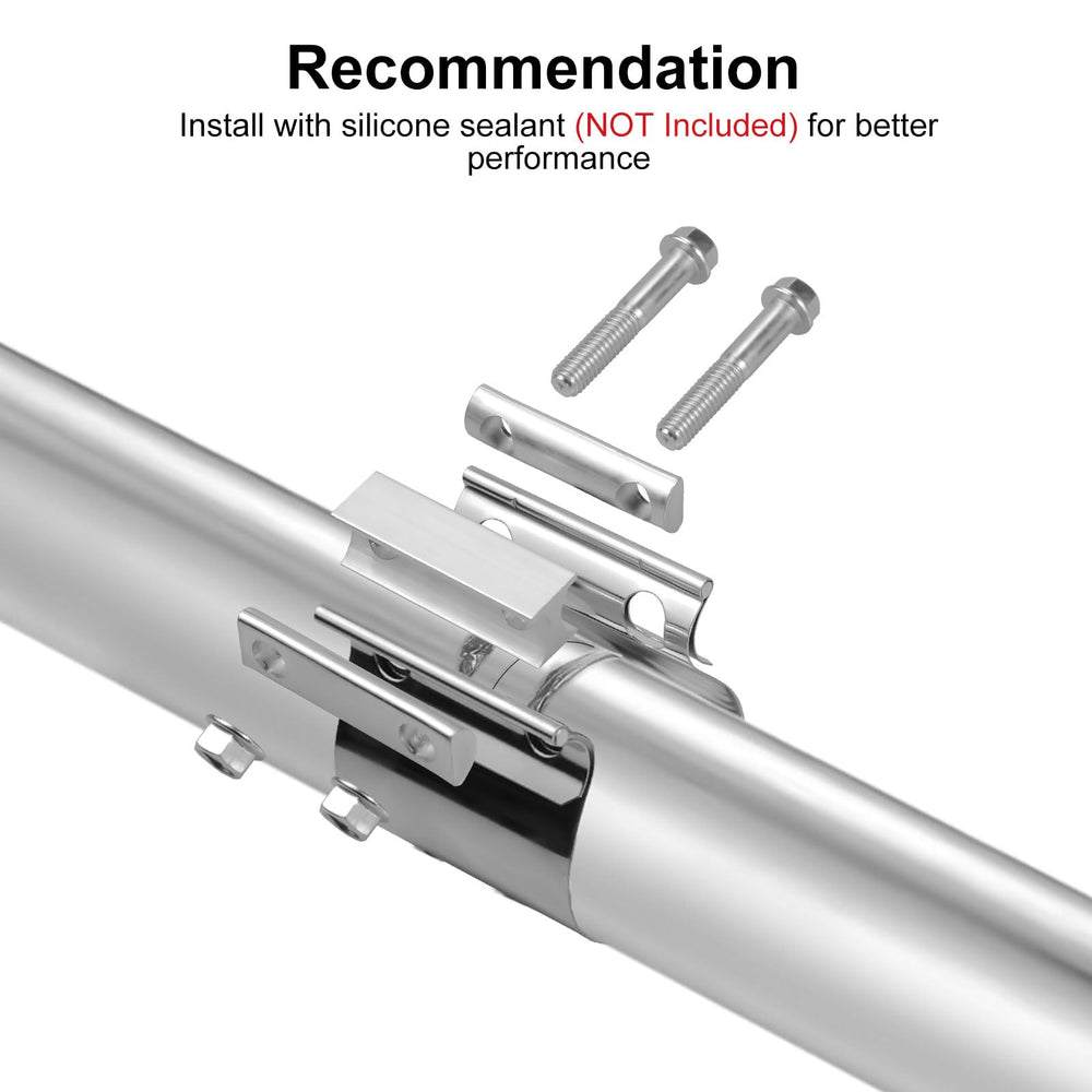 VehiMata 2.5-inch exhaust clamp gasket and bolt illustrate robust hardware for assembly.
