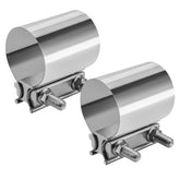 VehiMata 2.5-inch exhaust clamp side view, showcasing simple installation and secure joint.