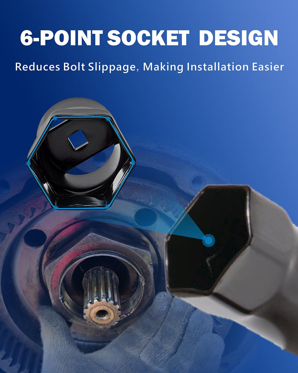 VEHIRETL 2-1-2-inch rounded hex locknut socket offers a snug grip during installation
