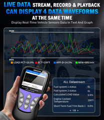 VEHLIVE V850 I/M readiness one-click check for emissions preparation.