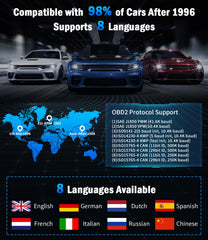 VEHLIVE V850 supports OBDII and CAN for broad vehicle compatibility.