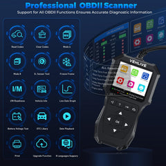 VEHLIVE V880 DTC library enables rapid fault code reference.