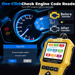 VEHLIVE V880 MOTO DTC code readout with clear fault codes