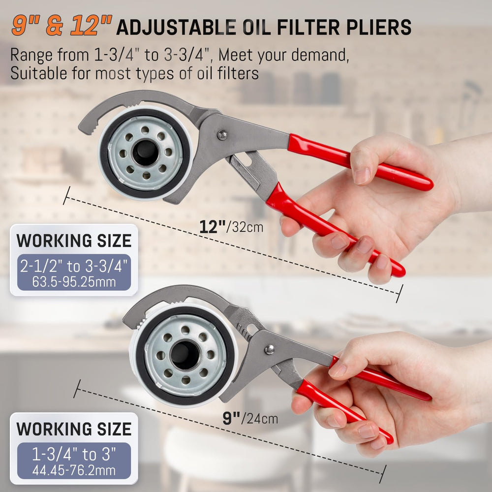 VEIYIE 12-inch filter pliers reach deep and leverage larger filters.