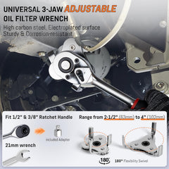 VEIYIE adapter fits 1/2 and 3/8 drive for versatility.
