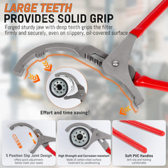 VEIYIE universal 3-jaw wrench adapts to many filter sizes.