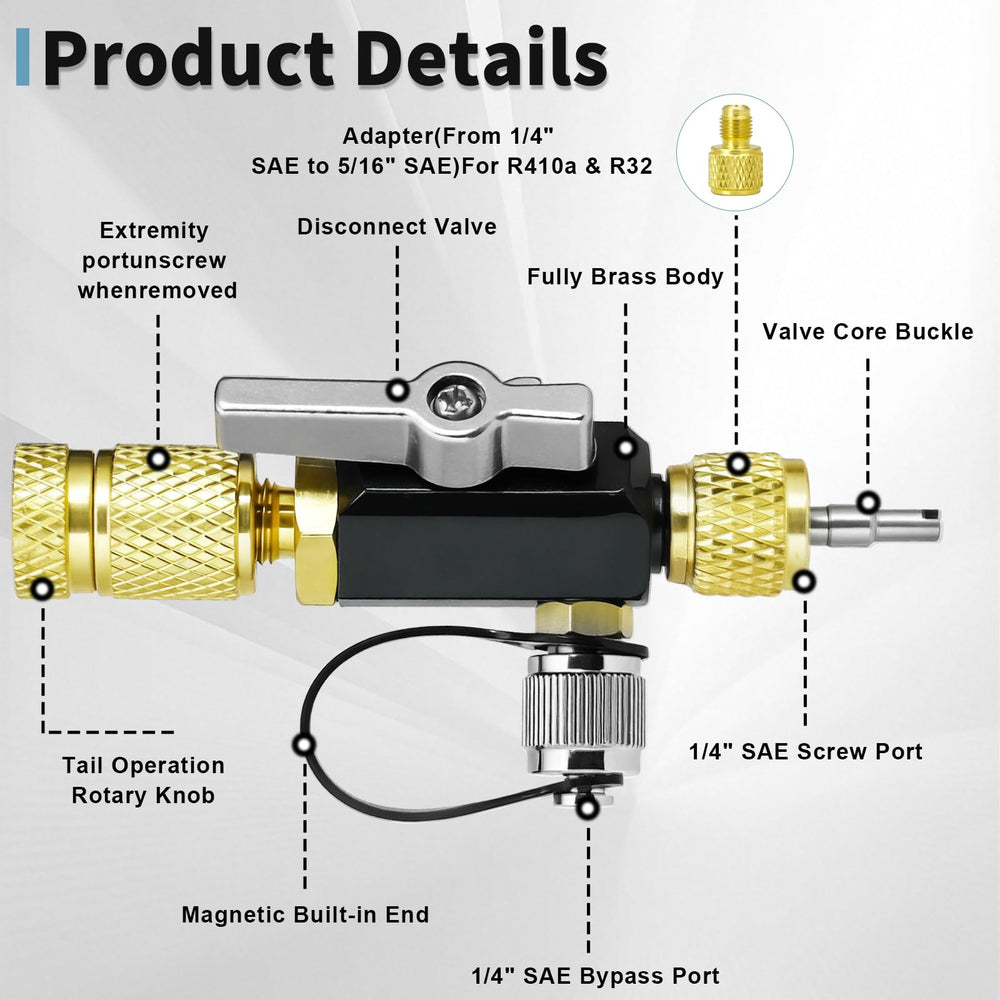VELQUAI mega-flow vacuum-rated valve core removal tool with magnetic end cap aids precise core removal.