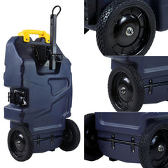 Venustank RV tote 30-gallon with large wheels for smooth transport.