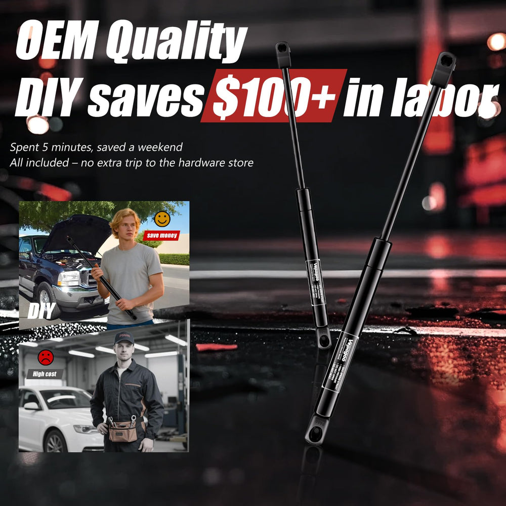 Vepagoo easy-install hood struts save time during bonnet maintenance.