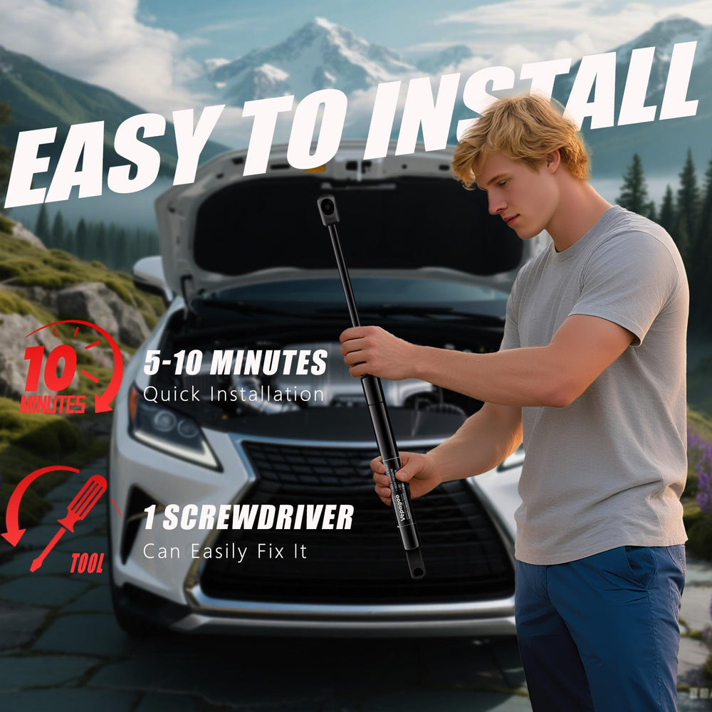 Extended length of 20.20 inches supports smooth hood operation.