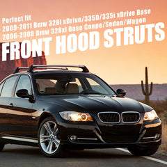 BMW 325i with Vepagoo struts demonstrates secure, gradual hood support.
