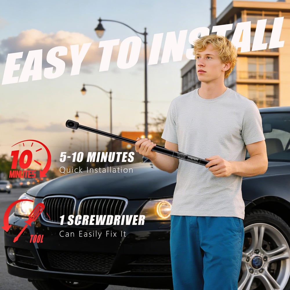 BMW M3 (2008-2011) hood struts in action.