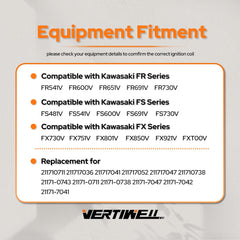 Vertiwell two‑pack ignition coils for Kawasaki FR691V for quick swap and strong ignition