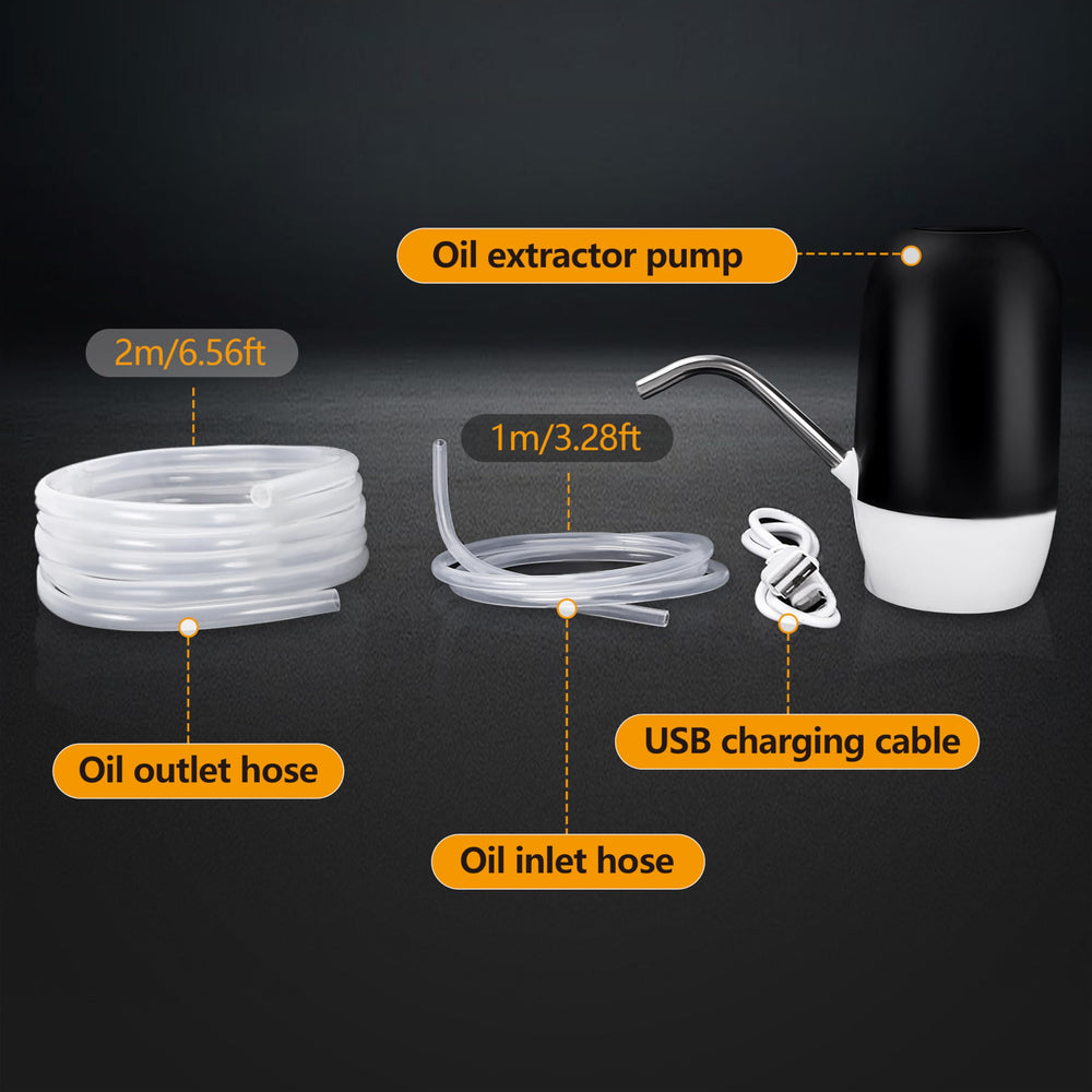 Vervecling outlet tube setup enables smooth oil transfer to container.