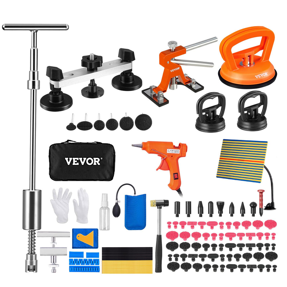 VEVOR 117‑pcs car dent puller kit with gold dent lifter for efficient paintless repairs.