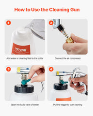 VEVOR 1 L liquid bottle for longer cleaning sessions.