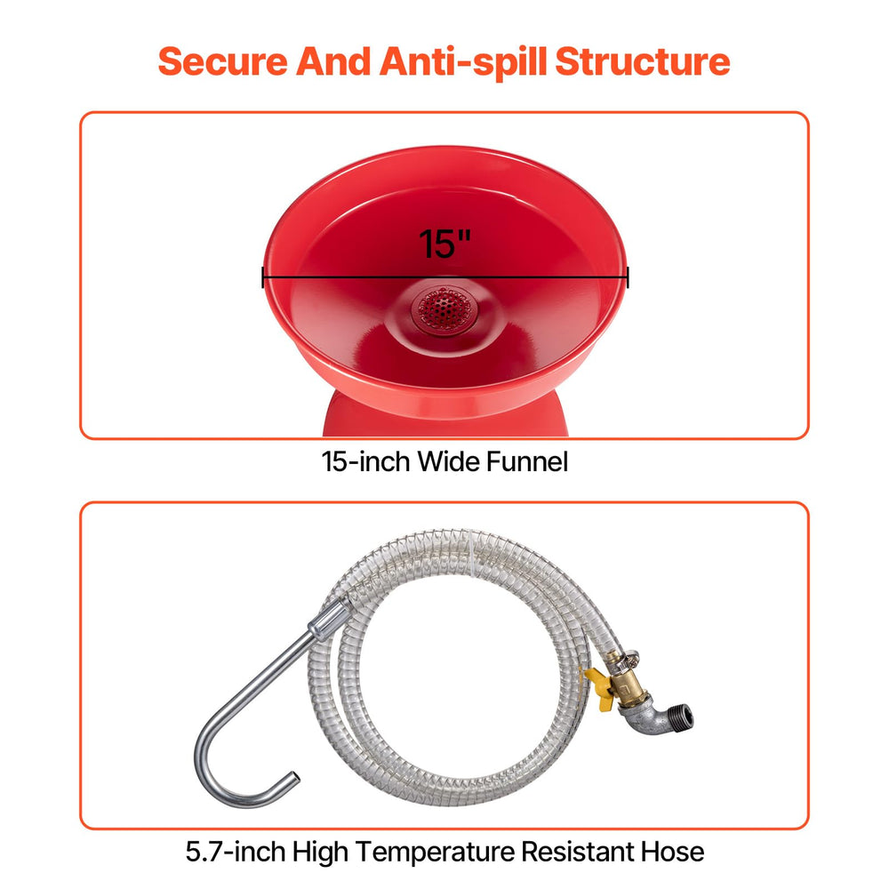 VEVOR splash-proof funnel and broad opening reduce spills