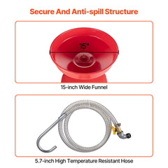 VEVOR splash-proof funnel and broad opening reduce spills